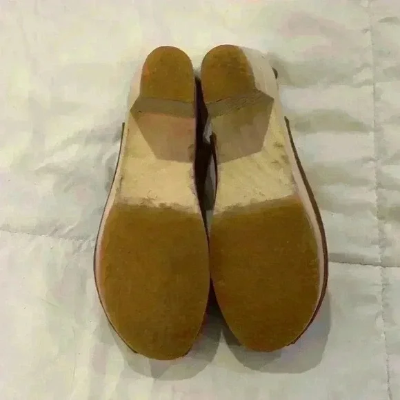 Bryr Suzie Spanish Open Toe Leather Slingback Wood Clogs EU39 - Picture 4 of 5